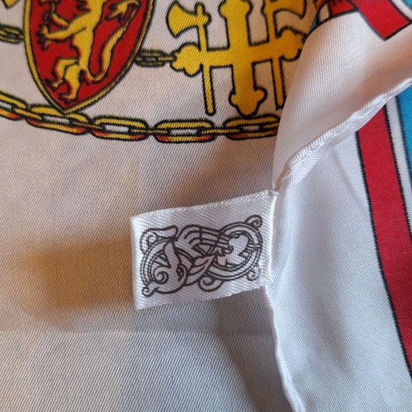 Norwegian Themed Souvenir Scarf By Hans Stub Collection with Red & Blue Accents - Picture 7 of 14